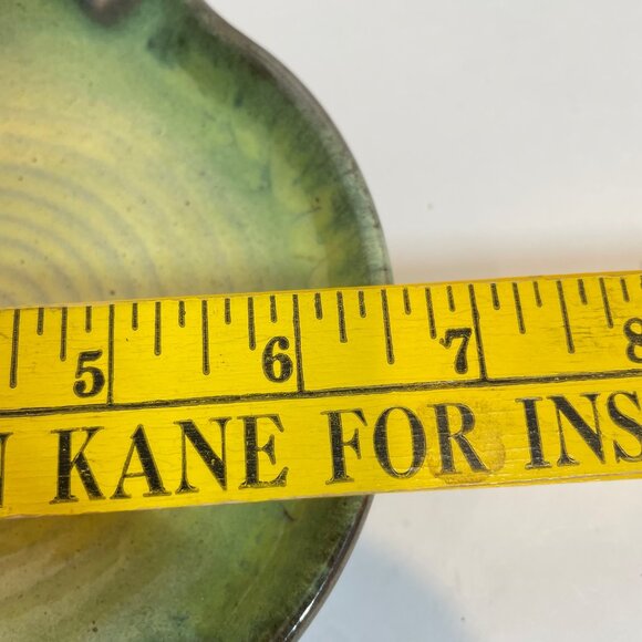 Handcrafted 2 piece Blue & Green Ceramic Dishes one with Fused Glass Center - Picture 8 of 9